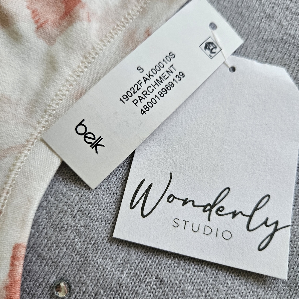 WONDERLY STUDIO Womens Top/Tunic, Coral/Cream Sz Small, New! - Picture 8 of 8